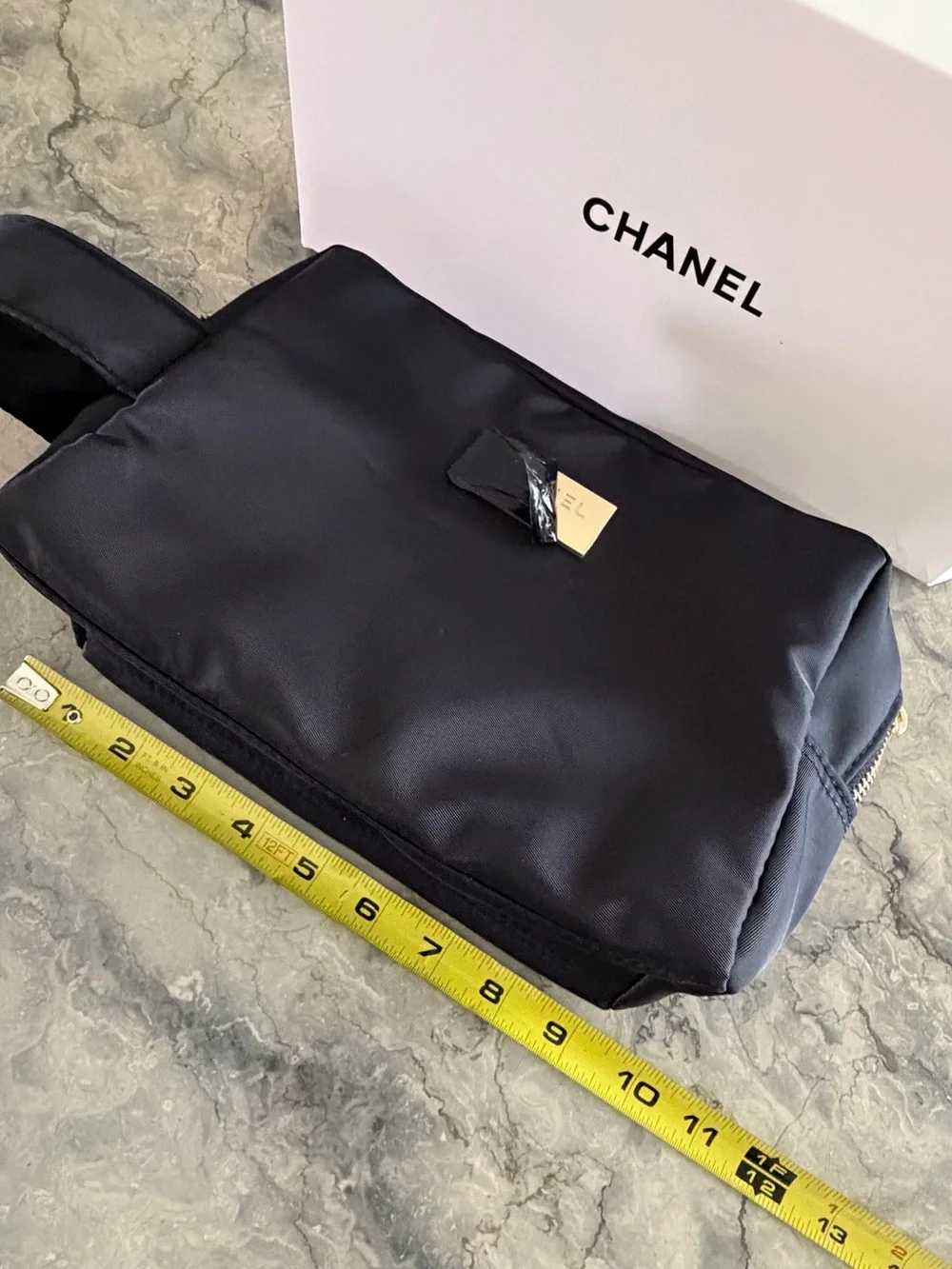 CHANEL VIP Gift Beauty Black Double Zip Travel Cosmetic Bag